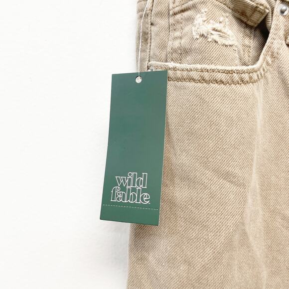 Wild Fable Women's Distressed High Rise Straight Leg Jeans Tan Size 4 - Picture 3 of 4